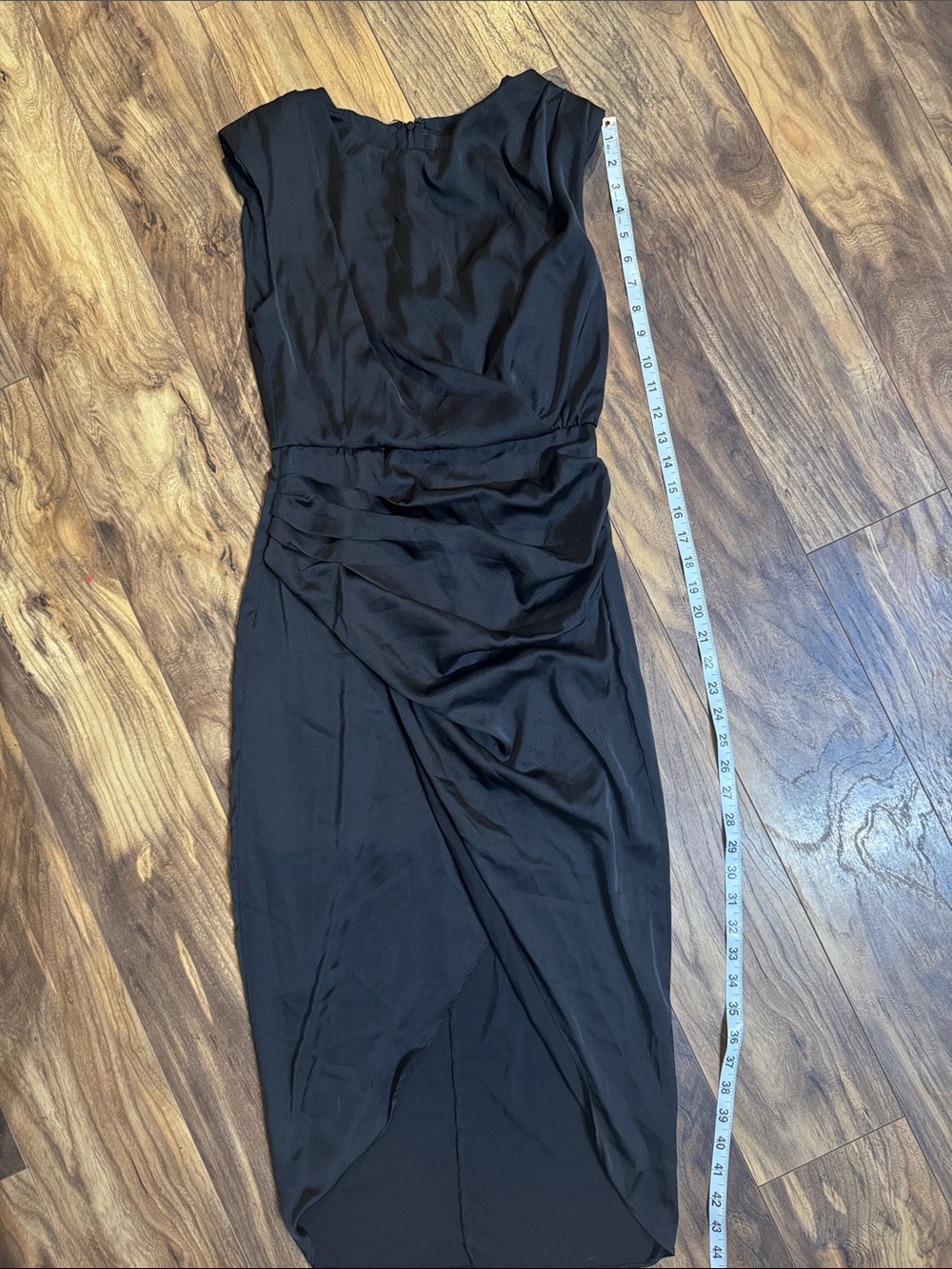 DO+BE Black Draped Midi Sheath Dress